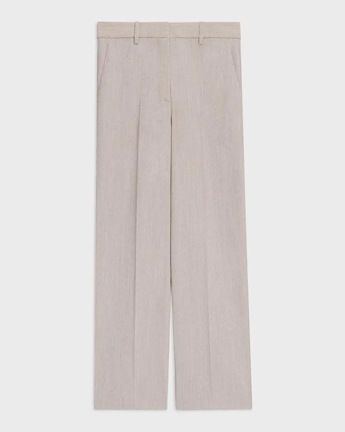 Theory Pants HighWaist StraightLeg Pant In Good Wool Sand Melange 8211 Women