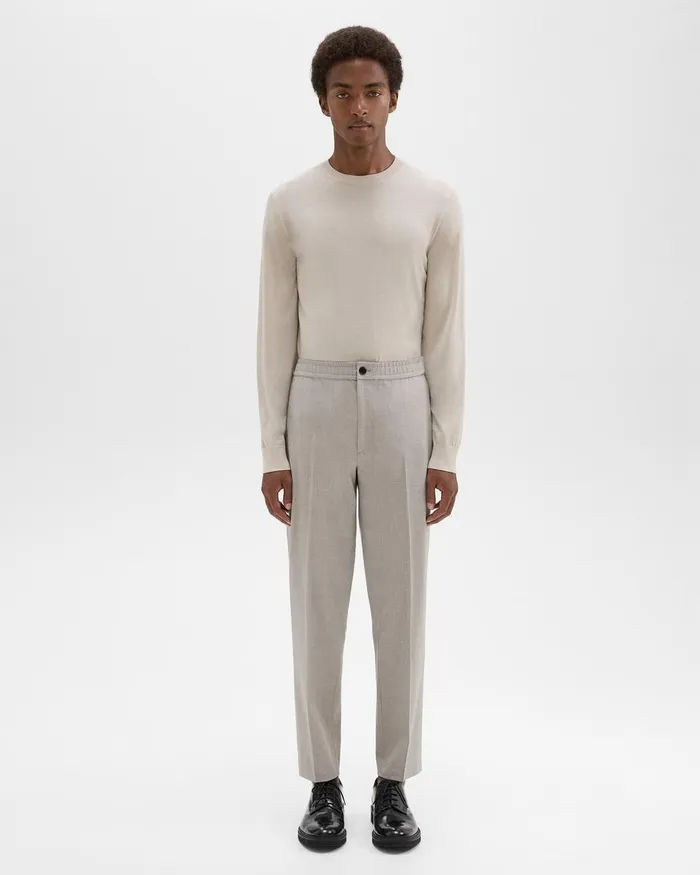 Theory Pants Larin Drawstring Pant In Stretch Wool Sand Melange 8211 Men