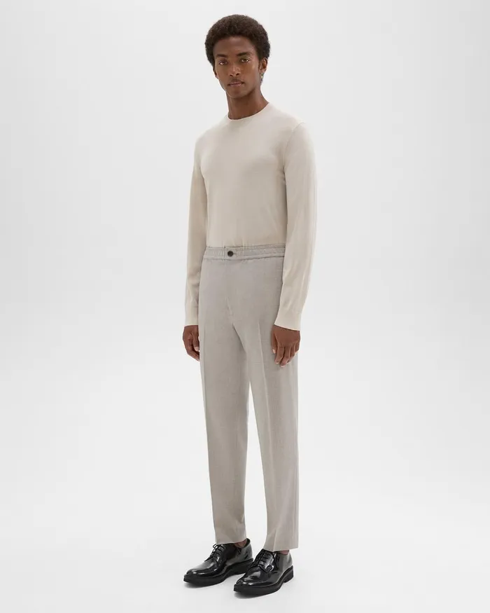 Theory Pants Larin Drawstring Pant In Stretch Wool Sand Melange 8211 Men