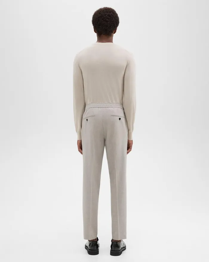 Theory Pants Larin Drawstring Pant In Stretch Wool Sand Melange 8211 Men