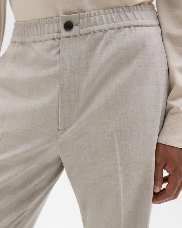 Theory Pants Larin Drawstring Pant In Stretch Wool Sand Melange 8211 Men
