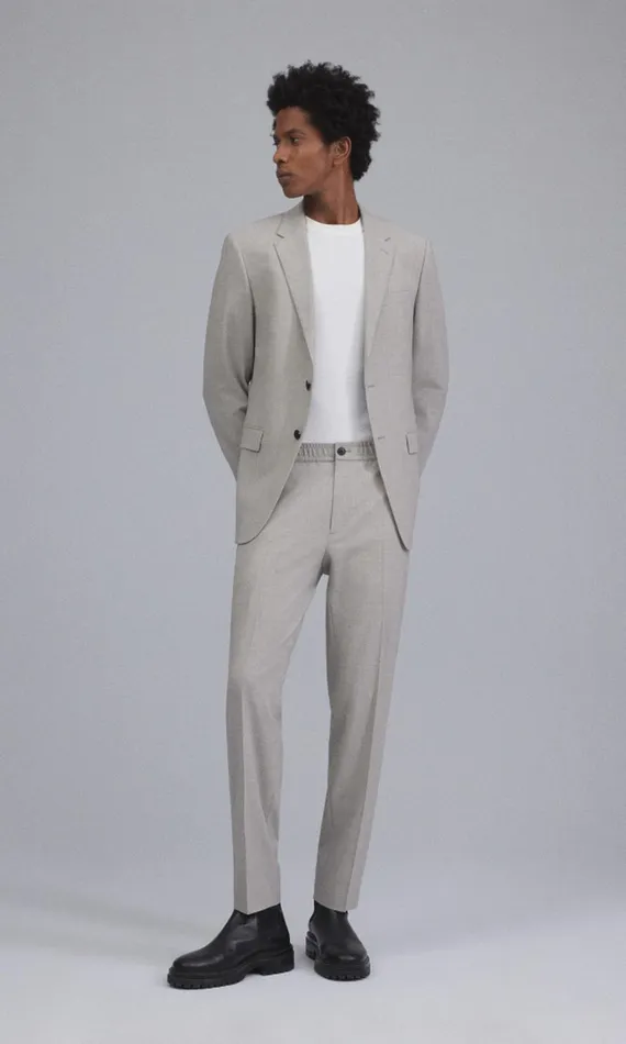 Theory Pants Larin Drawstring Pant In Stretch Wool Sand Melange 8211 Men