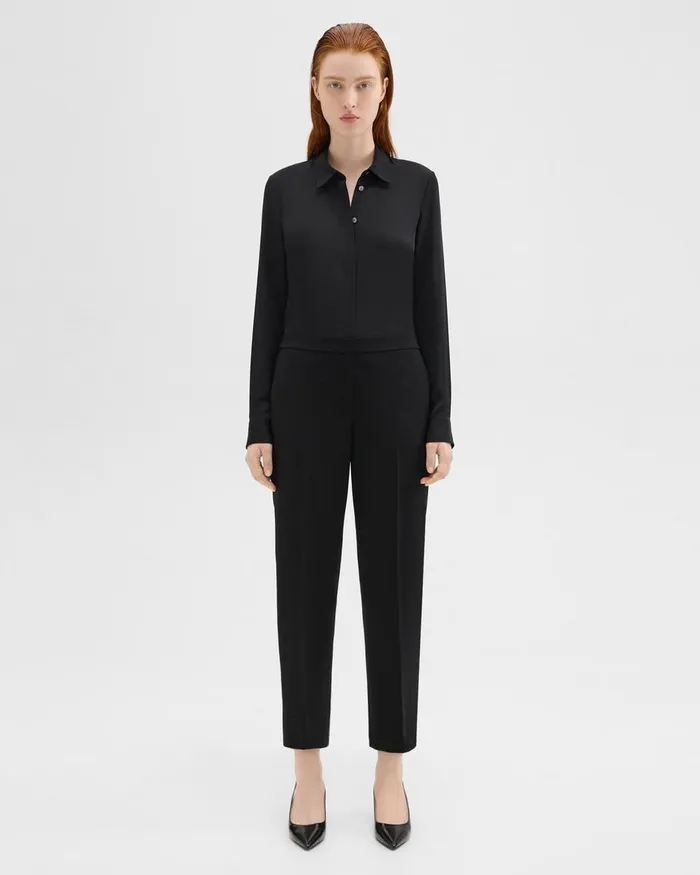 Theory Pants Treeca PullOn Pant In Admiral Crepe Black 8211 Women