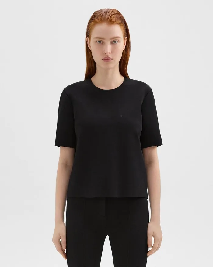 Theory Sweaters Cardigans Oversized Sweater Tee In Crepe Knit Black 8211 Women