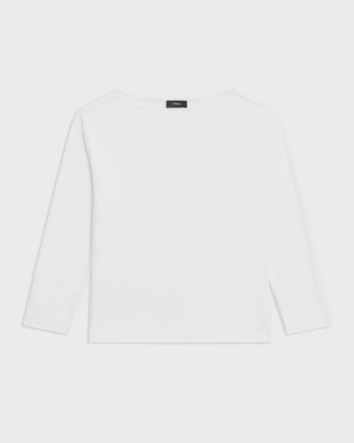 Theory TShirts Boat Neck Tee In Cotton Jersey White 8211 Women