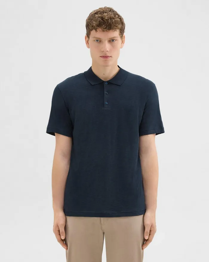 Theory Tshirts Polos Bron Polo Shirt In Cosmos Slub Cotton Eclipse 8211 Men