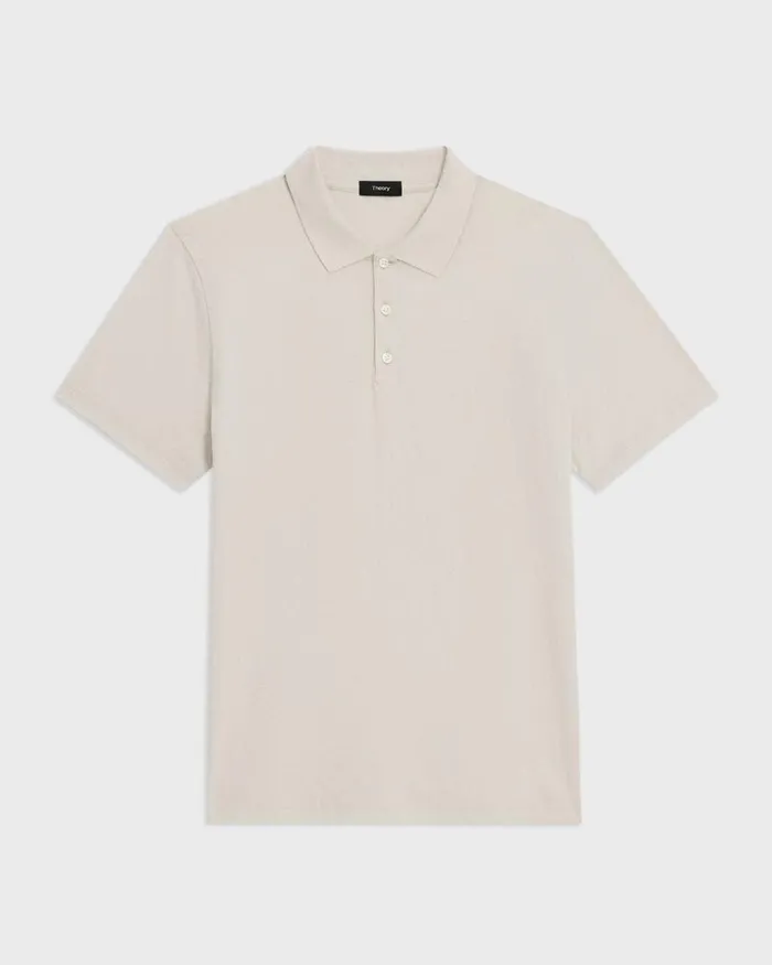 Theory Tshirts Polos Bron Polo Shirt In Cosmos Slub Cotton Sand 8211 Men