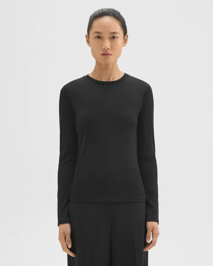 Theory TShirts Tiny LongSleeve Tee In Organic Cotton Black 8211 Women