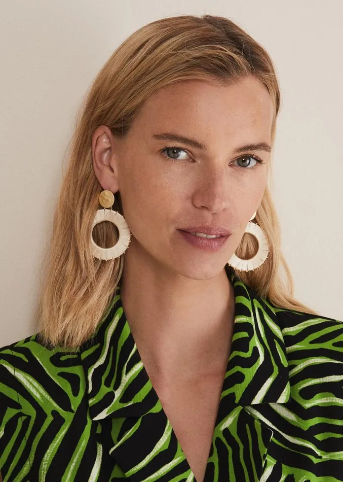 Threaded Circle Drop Earrings Ivory Women Phase Eight Jewellery