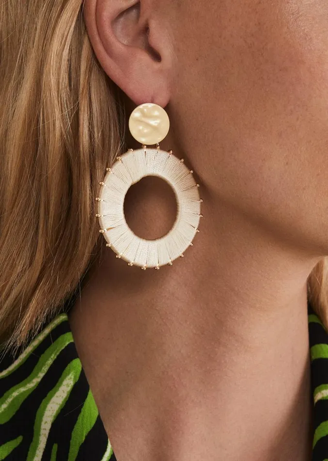 Threaded Circle Drop Earrings Ivory Women Phase Eight Jewellery