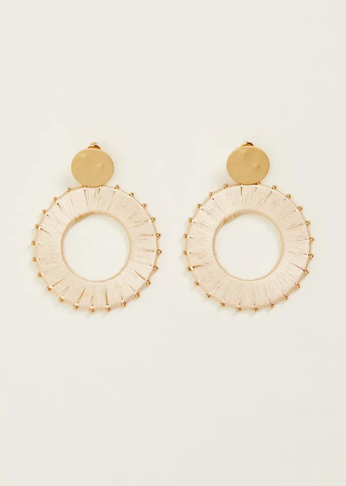 Threaded Circle Drop Earrings Ivory Women Phase Eight Jewellery