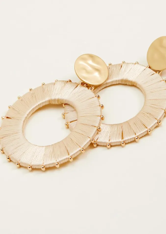 Threaded Circle Drop Earrings Ivory Women Phase Eight Jewellery