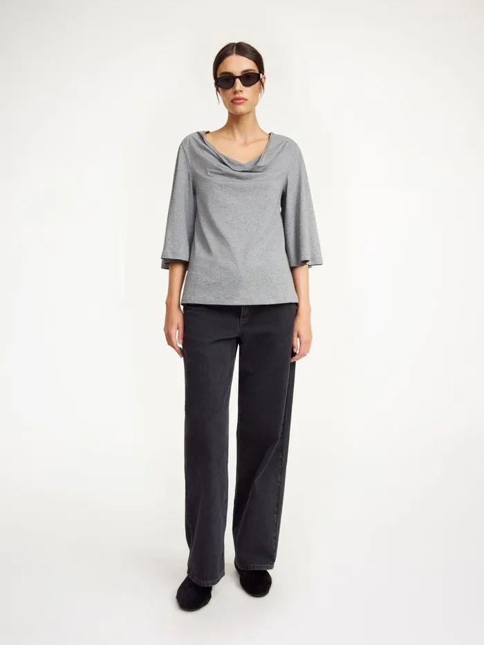 Tops and Blouses Women By Malene Birger Bryar Organic Cotton TShirt Grey Melange