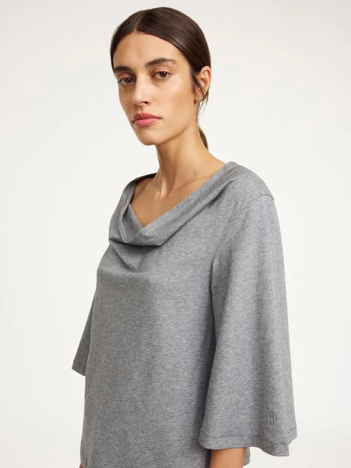 Tops and Blouses Women By Malene Birger Bryar Organic Cotton TShirt Grey Melange