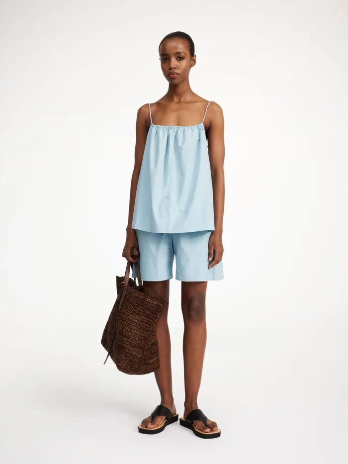 Tops and Blouses Women By Malene Birger Leonnes Organic Cotton Top Hydra Blue