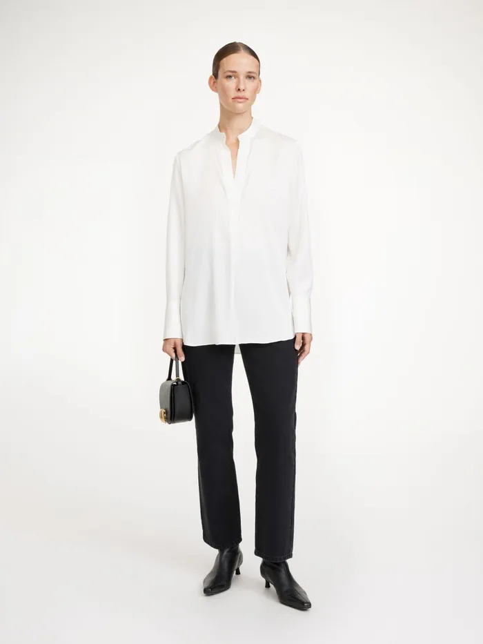 Tops and Blouses Women By Malene Birger Mabillon Silk Shirt Soft White
