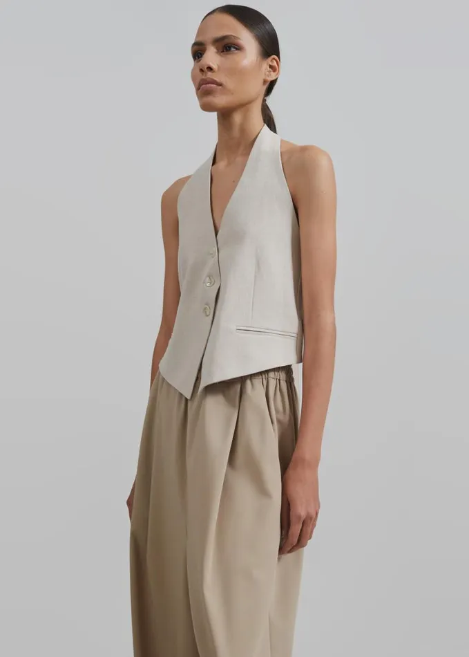 Tops Women The Frankie Shop Elora Linen Halter Top 8211 Oat