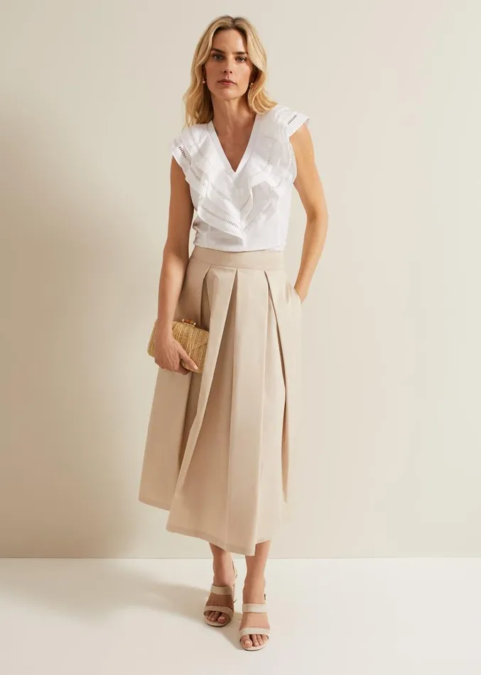 Trinity Pleated Skirt Stone Women Phase Eight Skirts