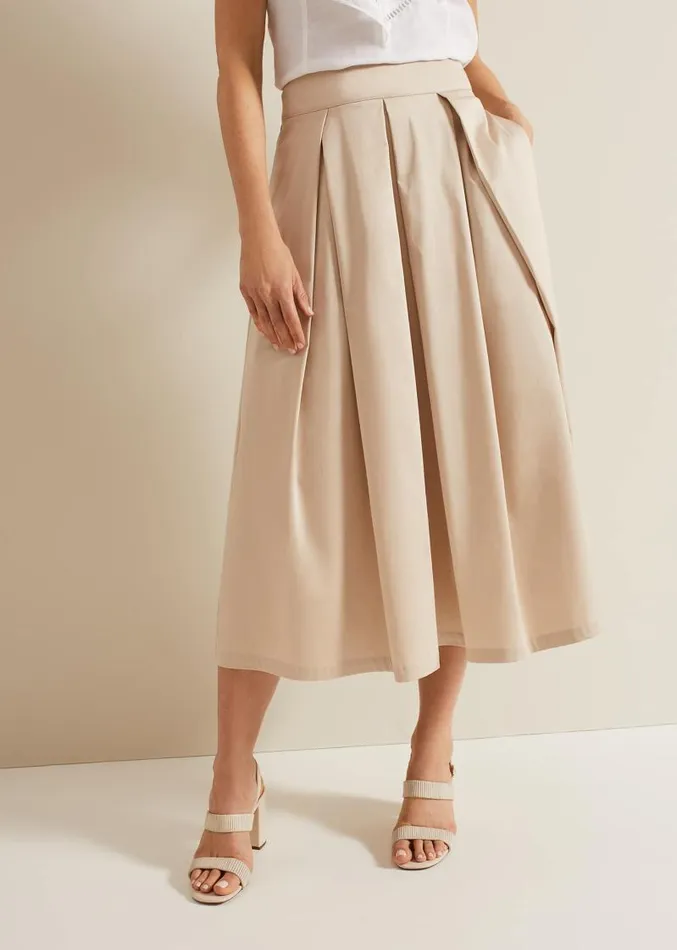 Trinity Pleated Skirt Stone Women Phase Eight Skirts