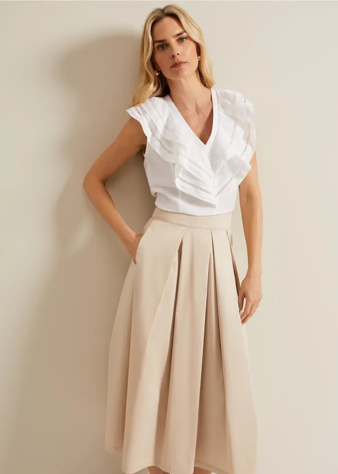 Trinity Pleated Skirt Stone Women Phase Eight Skirts