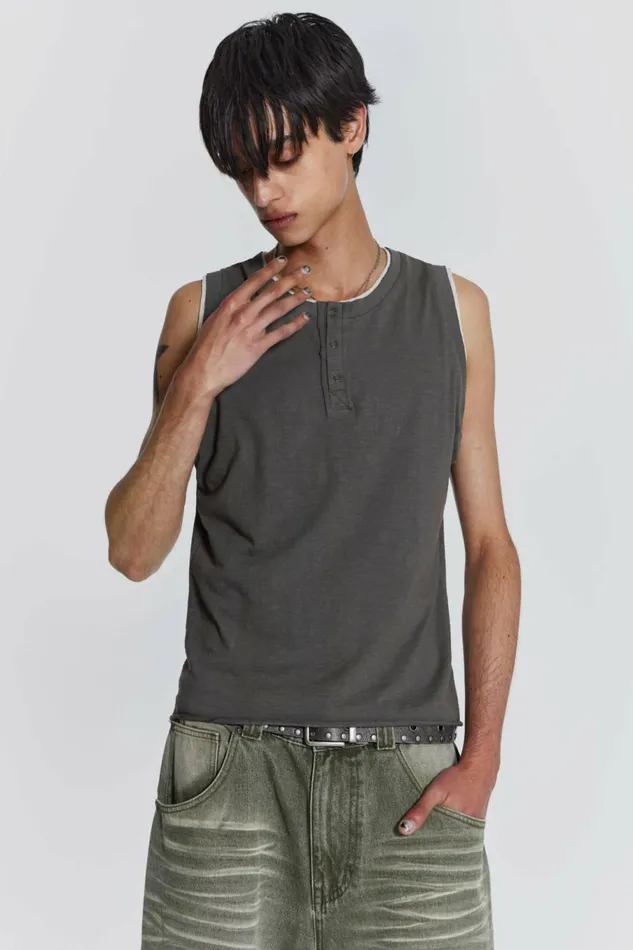 Troupe Layered Tank Khaki Men Jaded London Vests Troupe Layered Tank Khaki Men Jaded London Vests