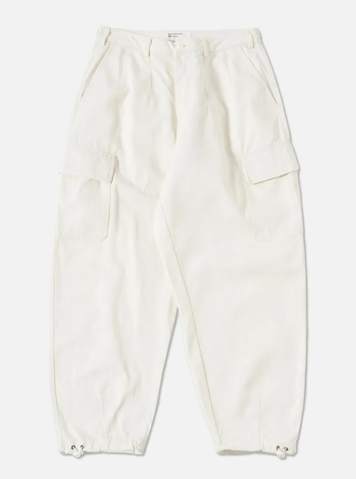 Trousers Men Universal Works Universal Works Loose Cargo Pant In Winter White Winter Twill