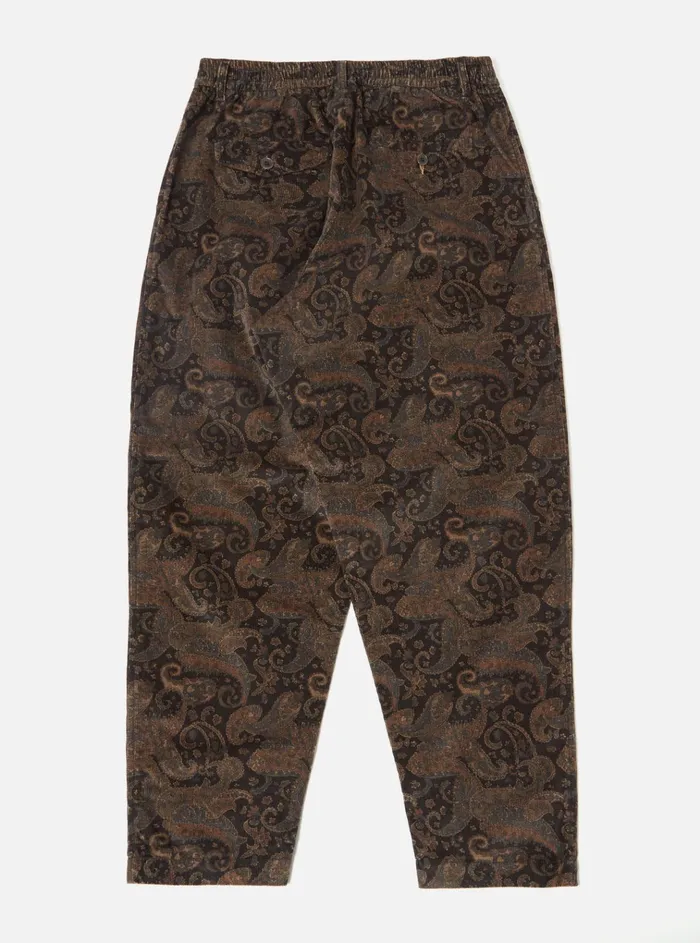 Trousers Men Universal Works Universal Works Pleated Track Pant In Black Japanese Print Cord