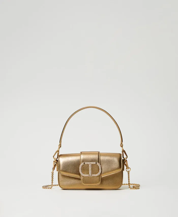 Twinset Amie039 Small Leather Shoulder Bag Yellow Gold Women Mini Bags