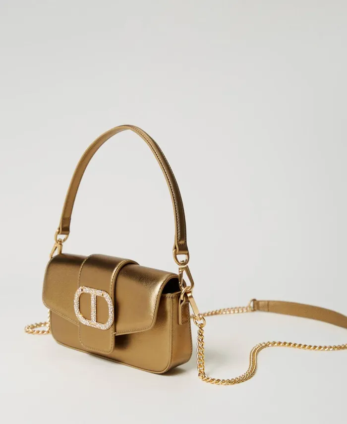Twinset Amie039 Small Leather Shoulder Bag Yellow Gold Women Mini Bags Twinset Amie039 Small Leather Shoulder Bag Yellow Gold Women Mini Bags
