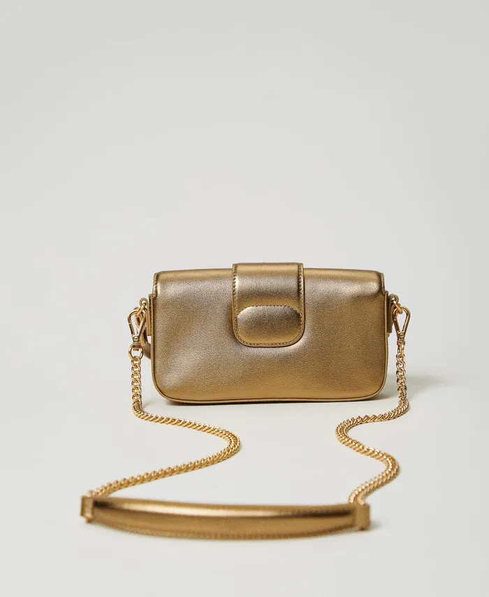 Twinset Amie039 Small Leather Shoulder Bag Yellow Gold Women Mini Bags Twinset Amie039 Small Leather Shoulder Bag Yellow Gold Women Mini Bags