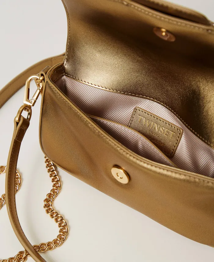 Twinset Amie039 Small Leather Shoulder Bag Yellow Gold Women Mini Bags Twinset Amie039 Small Leather Shoulder Bag Yellow Gold Women Mini Bags