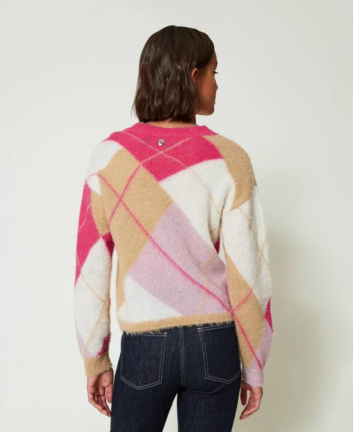 Twinset Argyle Pattern Jacquard Wool Blend Jumper Argyle Pink Jacquard Women Jumpers And Cardigans Twinset Argyle Pattern Jacquard Wool Blend Jumper Argyle Pink Jacquard Women Jumpers And Cardigans