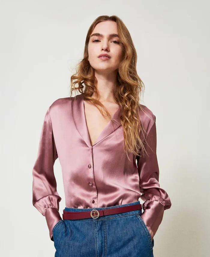 Twinset Belt With Oval T Buckle And Rhinestones red Plum Purple Women Belts Twinset Belt With Oval T Buckle And Rhinestones red Plum Purple Women Belts