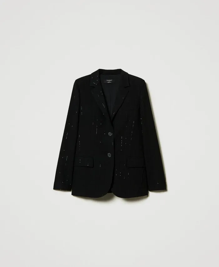 Twinset Cloth Blazer With Sequins Black Women Suits And Sets Twinset Cloth Blazer With Sequins Black Women Suits And Sets