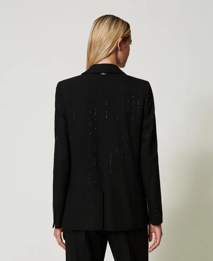 Twinset Cloth Blazer With Sequins Black Women Suits And Sets Twinset Cloth Blazer With Sequins Black Women Suits And Sets
