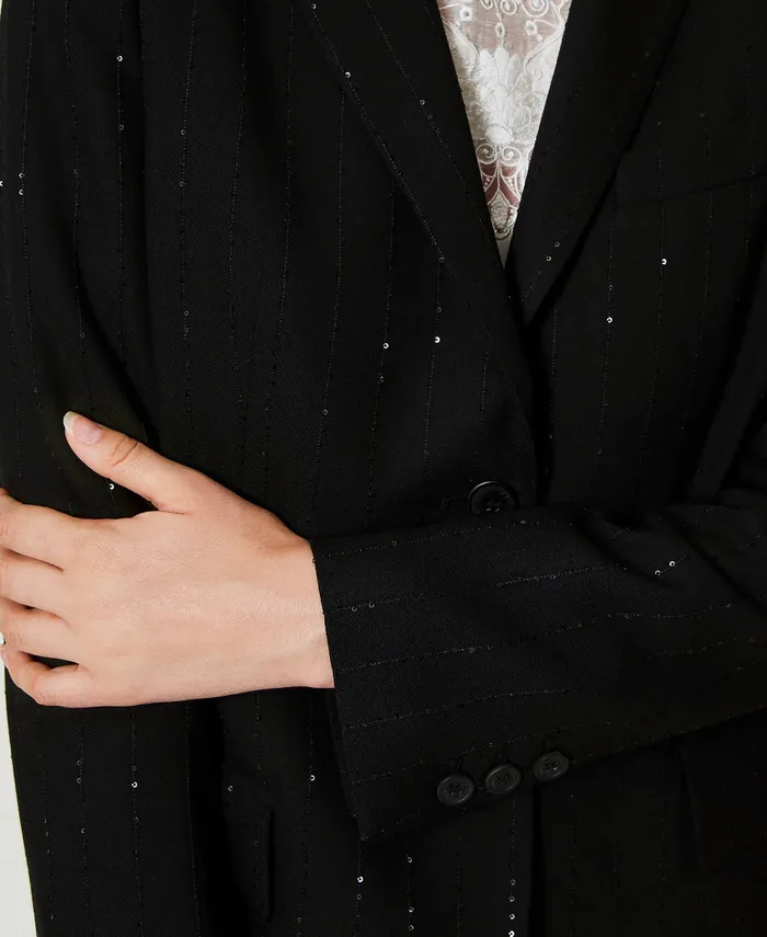 Twinset Cloth Blazer With Sequins Black Women Suits And Sets Twinset Cloth Blazer With Sequins Black Women Suits And Sets
