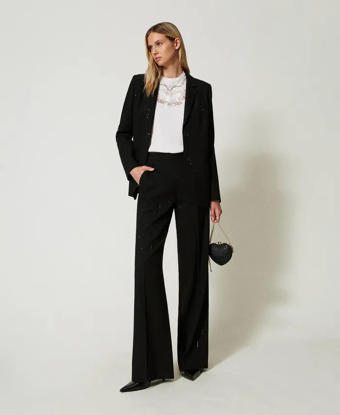 Twinset Cloth Blazer With Sequins Black Women Suits And Sets Twinset Cloth Blazer With Sequins Black Women Suits And Sets