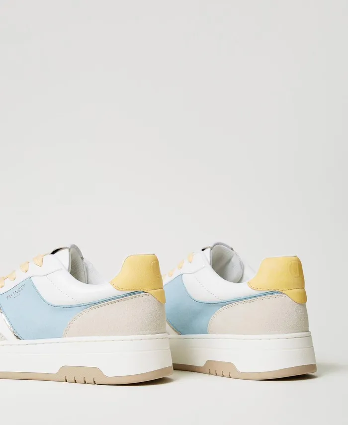 Twinset Colour Block Leather Trainers Twotone Airy Bluepale Yellow Women Trainers Twinset Colour Block Leather Trainers Twotone Airy Bluepale Yellow Women Trainers