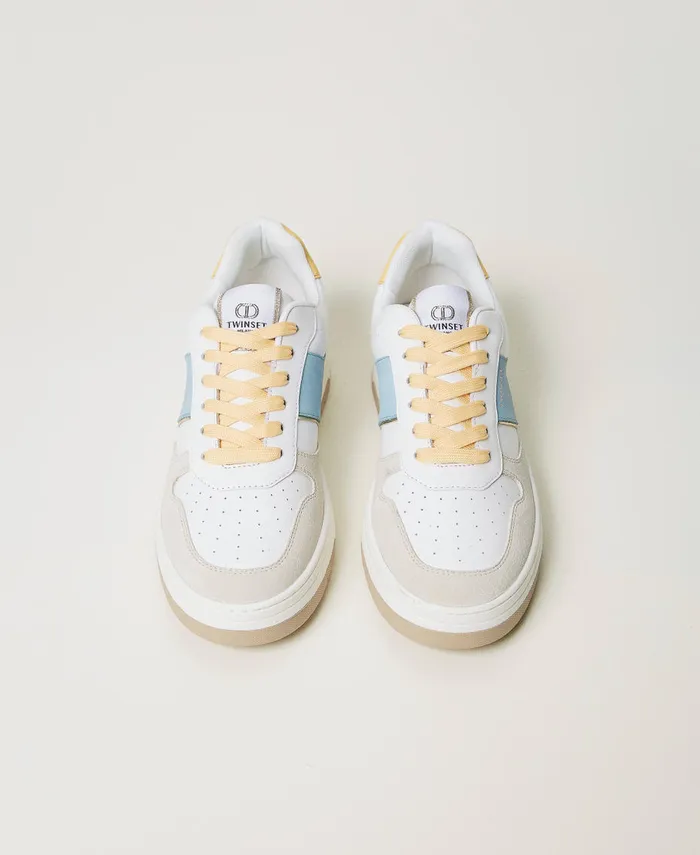 Twinset Colour Block Leather Trainers Twotone Airy Bluepale Yellow Women Trainers Twinset Colour Block Leather Trainers Twotone Airy Bluepale Yellow Women Trainers