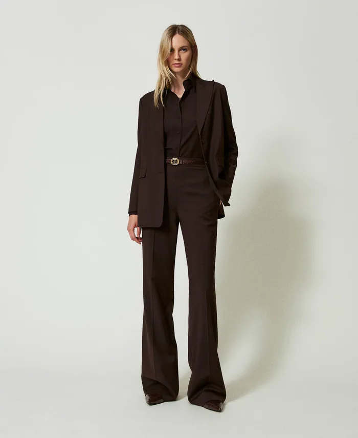 Twinset Crpe De Chine Shirt Chocolate Women Blouses And Shirts Twinset Crpe De Chine Shirt Chocolate Women Blouses And Shirts