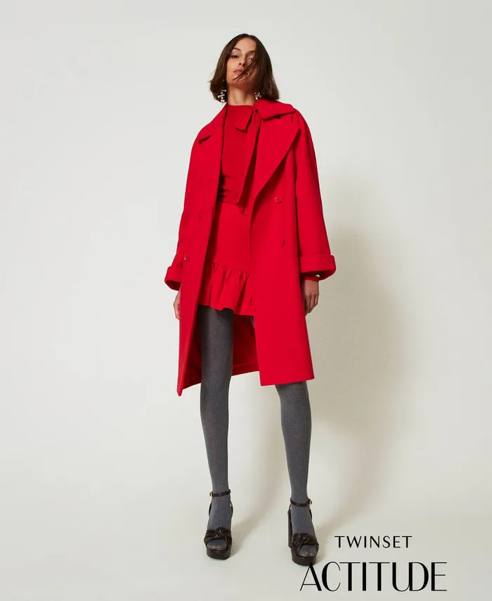 Twinset DoubleBreasted Wool Cloth Coat Fiery Red Women Jackets And Outerwear