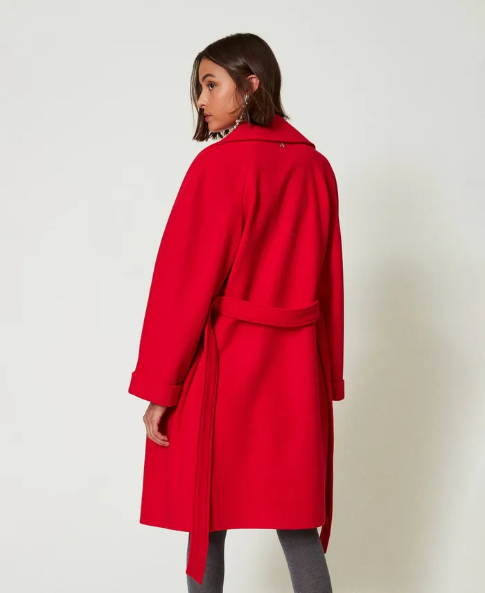 Twinset DoubleBreasted Wool Cloth Coat Fiery Red Women Jackets And Outerwear Twinset DoubleBreasted Wool Cloth Coat Fiery Red Women Jackets And Outerwear