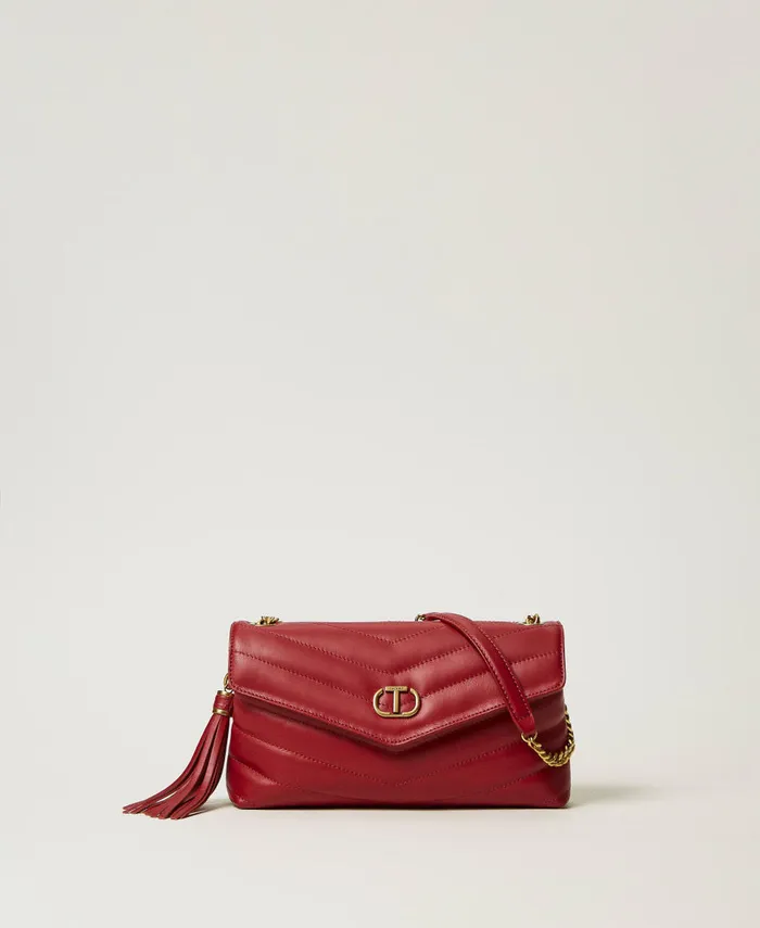Twinset Dreamy039 Medium Leather Shoulder Bag Bordeaux Women Handbags