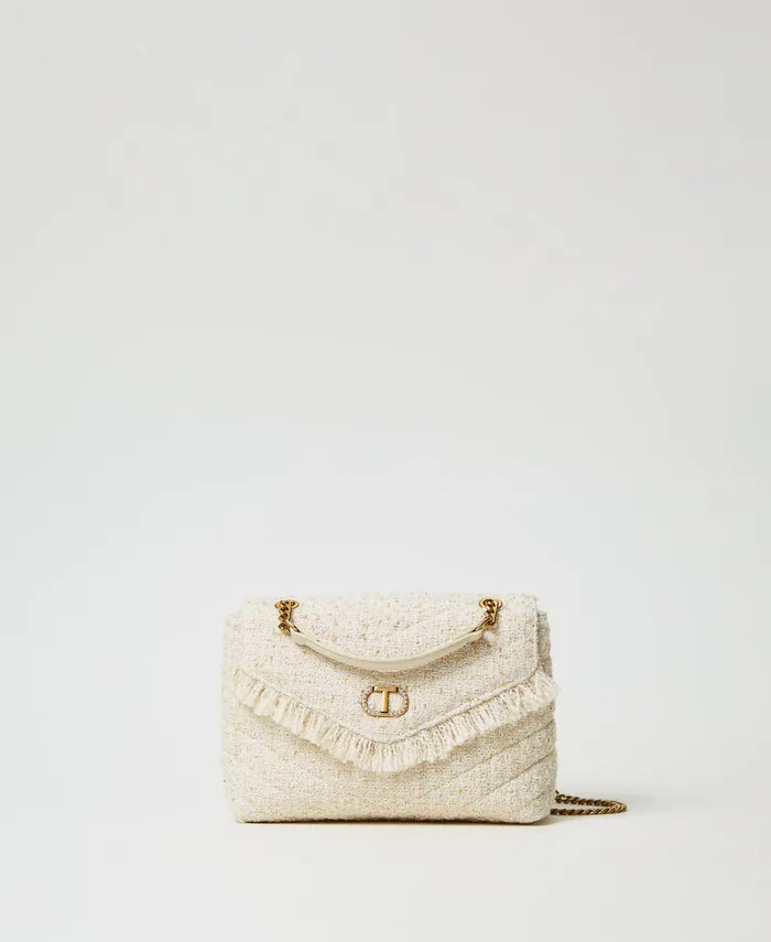 Twinset Dreamy039 Medium Tweed Shoulder Bag Old White Women Handbags