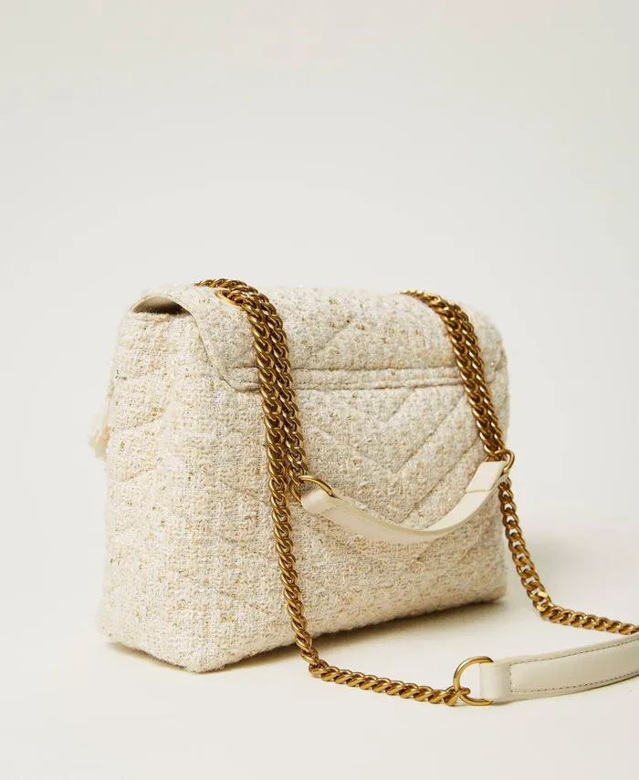Twinset Dreamy039 Medium Tweed Shoulder Bag Old White Women Handbags