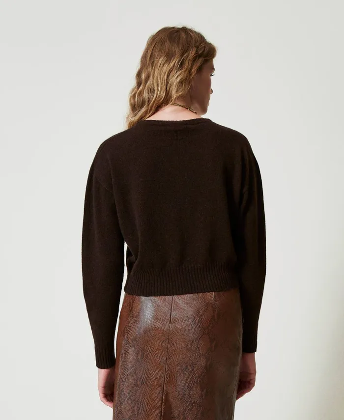 Twinset EcoCashmere Crew Neck Jumper Coffee Chocolate Women Jumpers And Cardigans Twinset EcoCashmere Crew Neck Jumper Coffee Chocolate Women Jumpers And Cardigans