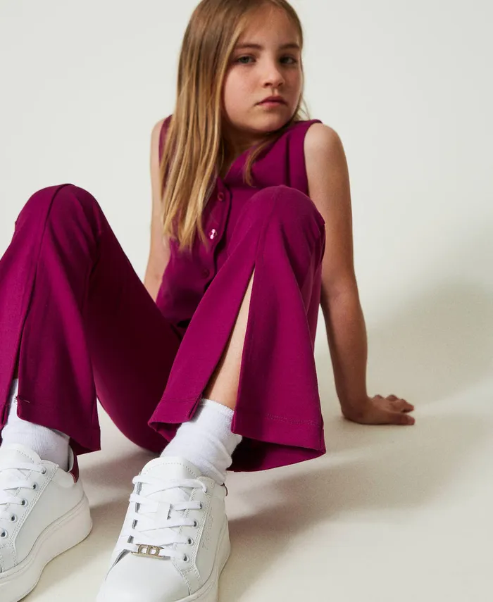 Twinset Flared Trousers With Slit Magenta Purple Girl Trousers And Jeans