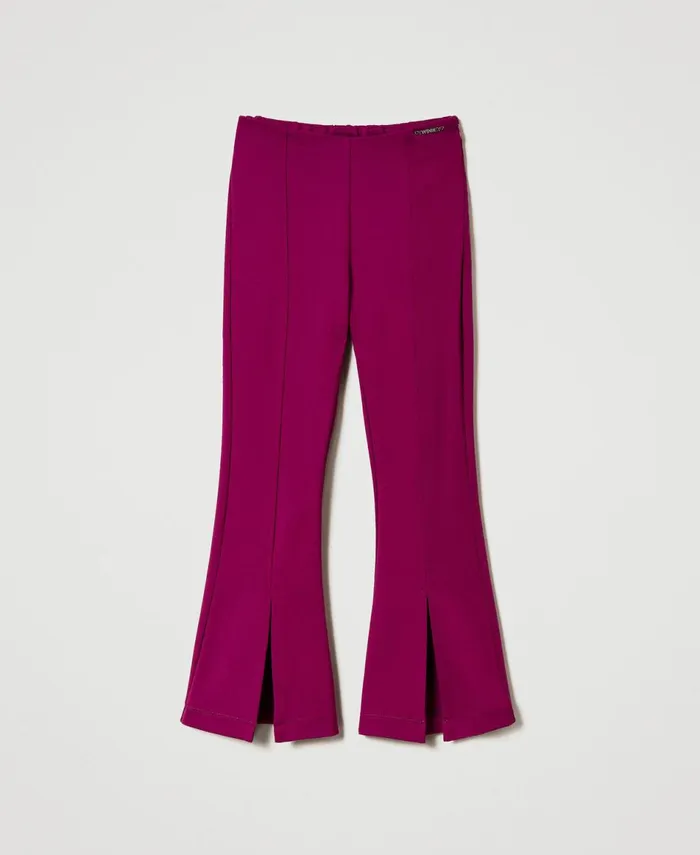 Twinset Flared Trousers With Slit Magenta Purple Girl Trousers And Jeans Twinset Flared Trousers With Slit Magenta Purple Girl Trousers And Jeans