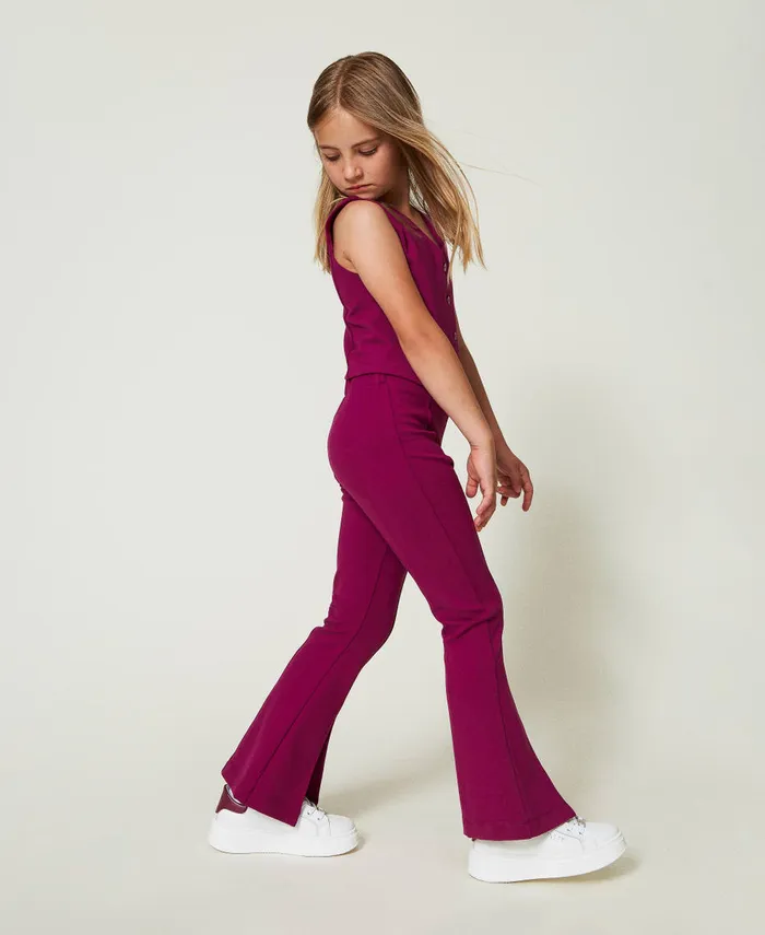Twinset Flared Trousers With Slit Magenta Purple Girl Trousers And Jeans Twinset Flared Trousers With Slit Magenta Purple Girl Trousers And Jeans