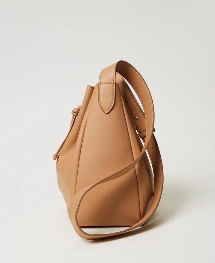 Twinset Forever Leather Bucket Bag Camel Women Cross Body Bags Twinset Forever Leather Bucket Bag Camel Women Cross Body Bags